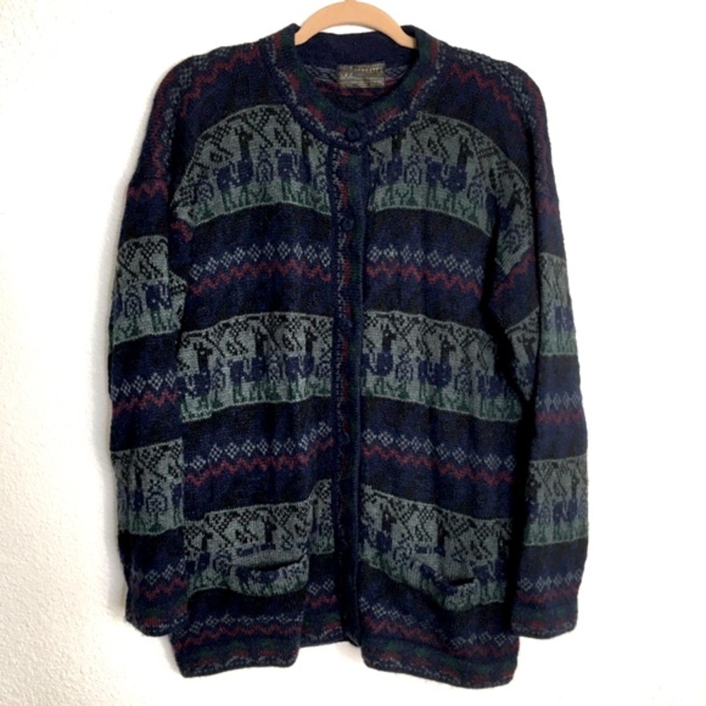 Sebsatex Vintage 100% Alpaca  Sweater Cardigan Oversized